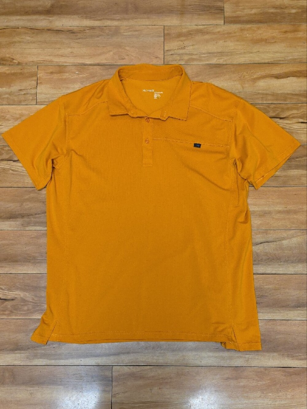 Arc'teryx DryTech Captive Performance Polo Shirt Gold Orange Size XXL